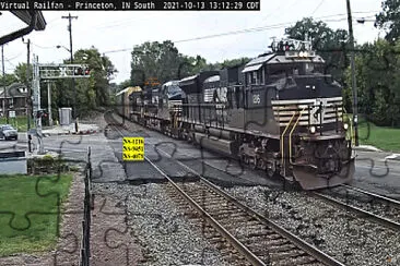 NS-1216, NS-9451, NS-4079 towing autoracks thru Princeton,IN/USA