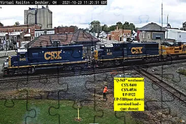 פאזל של CSX-8400, CSX-8536, UP-8922 westbound at Deshler,O