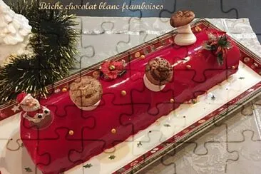 פאזל של Bûche chocolat blanc/framboises