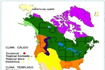 פאזל של mapa climático de américa del norte.