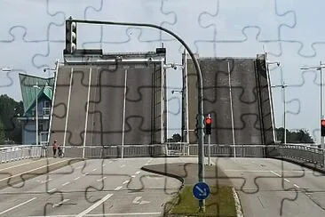 Open drawbridge in Kappeln, Germany jigsaw puzzle