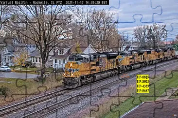 UP-8825, UP-8502, UP-4335,   UP-8687 thru Rochelle,ILL/USA jigsaw puzzle