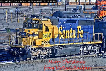 BNSF 1604 Santa Fe. Merry Christmas from VRF.