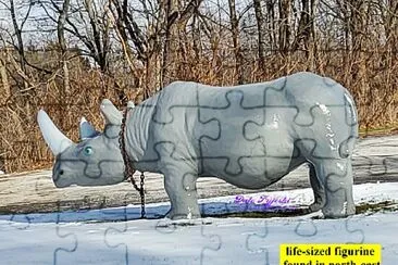 פאזל של fiberglass Rhinoceros in the Ohio snow