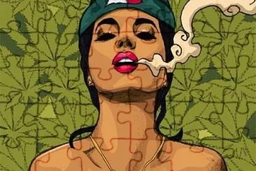 girl smoking jigsaw puzzle