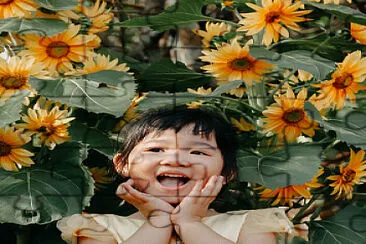 פאזל של Girl with sunflowers