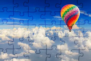 Hot Air Balloon over Clouds