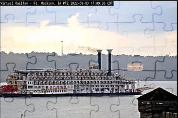 American Queen on the Mississippi River passing Ft Madison,IA/USA