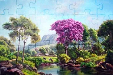 פאזל של paisagem com flores