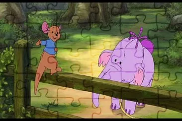 פאזל של lumpy heffalump and roo on gate