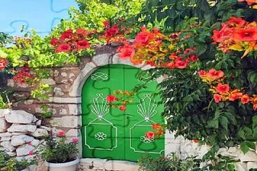 Puerta y flores