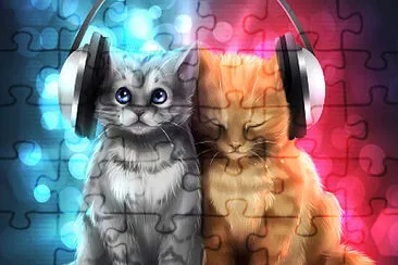 Gatitos escuchando música jigsaw puzzle