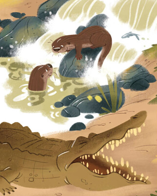 Otters and Alligator