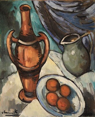 Vlaminck nature morte carafe brune