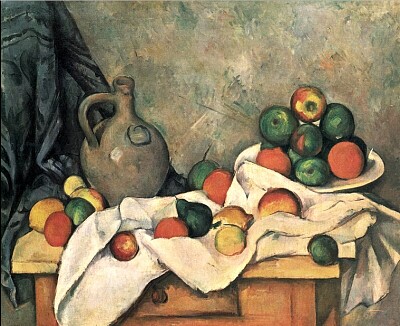 Cezanne rideau cruchon et compotier