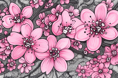 Pink Blossoms Zentangle