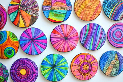 Colorful Zentangle Circle Patterns