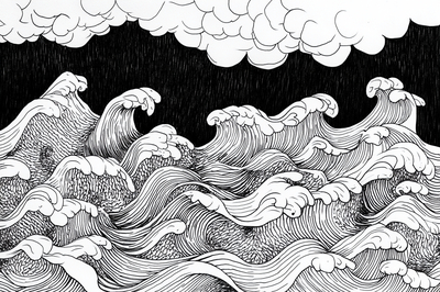 Zentangle Ink Ocean Waves