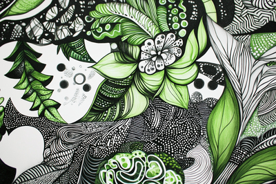 Zentangle Nature in Black and Green