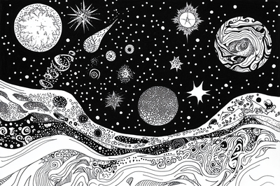 Zentangle Galaxy in Black and White