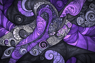 Zentangle Art in Black and Purple