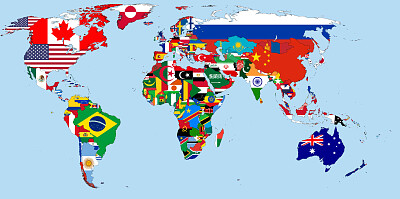 World map with flags