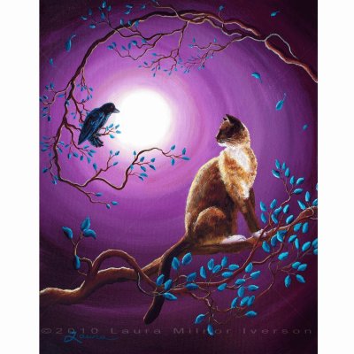 Cat and Bird-Zen Painting