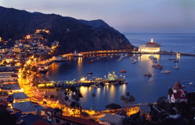 Avalon Harbor at Night-Catalina Island