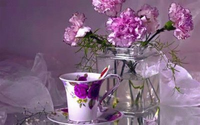 Carnations and Tea Cup