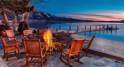 Resort Patio at Sunset-Lake Tahoe