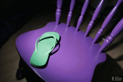 Flipflop on Purple Chair-Art