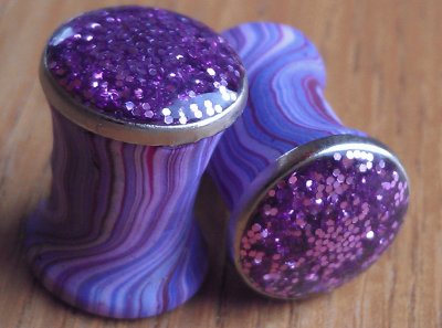 Purple Swirl Plug Earrings