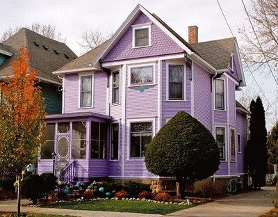 Purple House with Bowling Balls