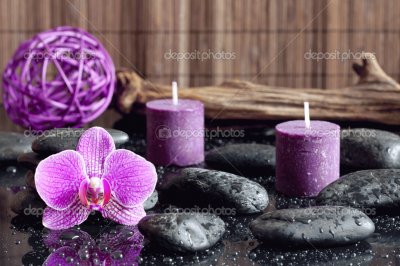 Orchid, Candles and Zen Stones