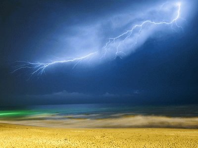 lightning over the caspian sea