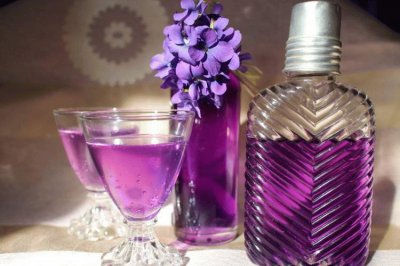 Purple Syrup and Cordials with Violets