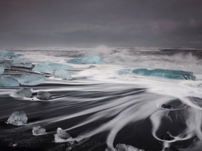 waves on beach Iceland