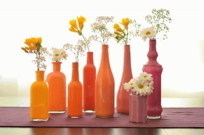 painted bottle vases