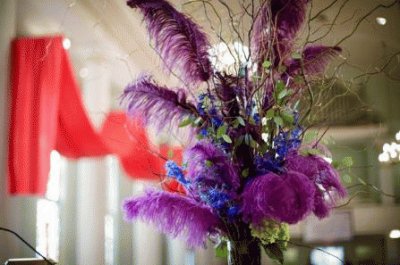 Centerpiece with Long Purple Feathers