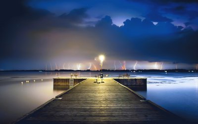 fireworks and lightning