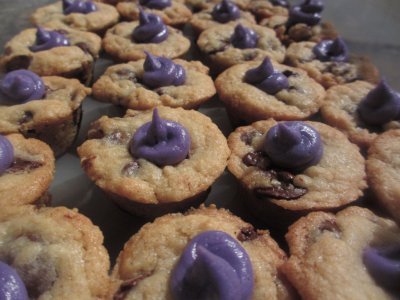 Purple Tipped Chocolate Chip Cupcakes