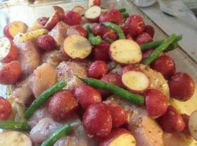 red potatos and beans