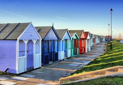 Colourful beach huts