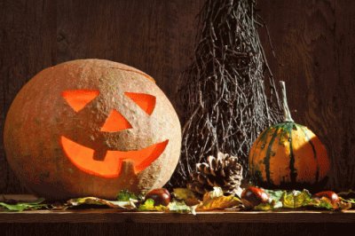 rustic halloween mantel