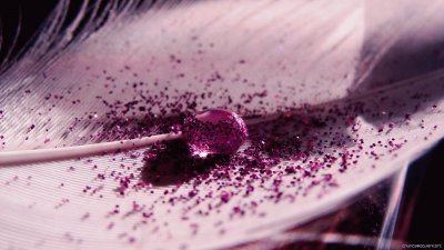 Purple Glitter Drop on Feather