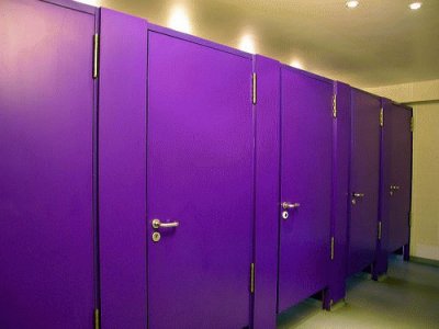 Purple Bathroom Stalls