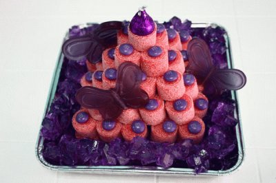 Clever Display of Purple Candy Treats