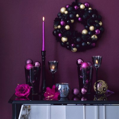 Purple Christmas Entry Table