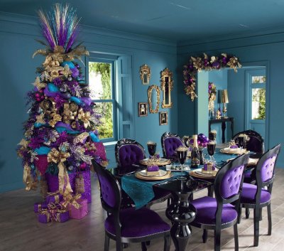 Purple Christmas Dining Room