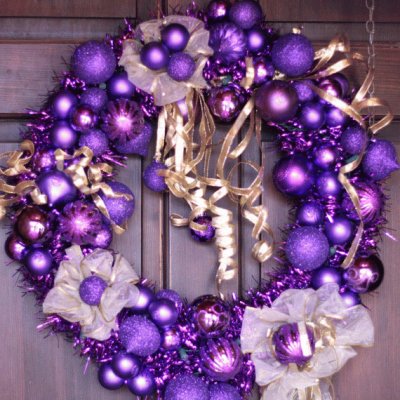 Purple and Gold Christmas Wreath